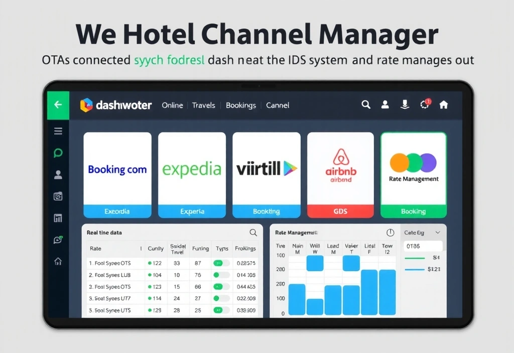 Digital dashboard showing Channel Manager features and connectivity
