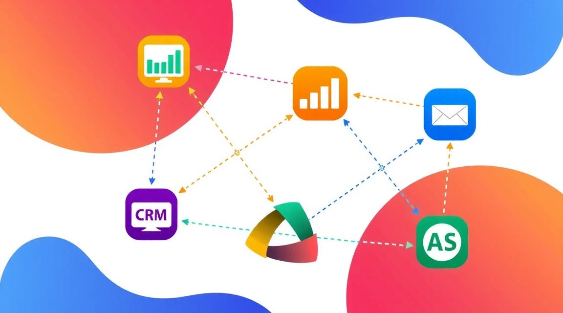 Illustration of various software icons seamlessly integrating with each other