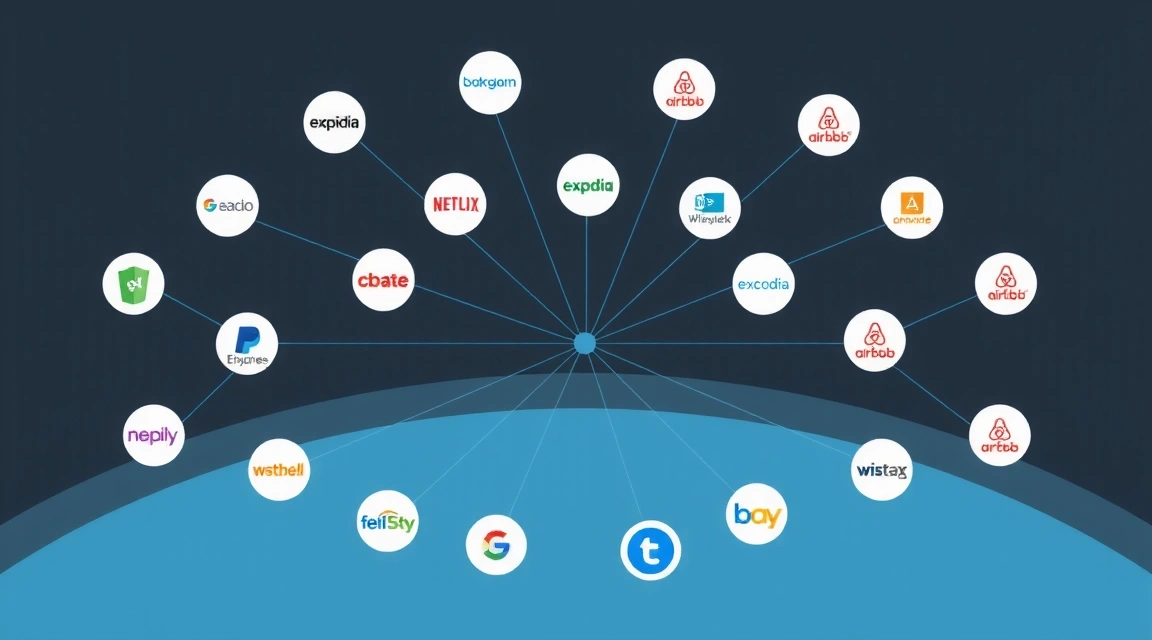 Illustration of a global channel manager connecting various online travel agencies and booking platforms